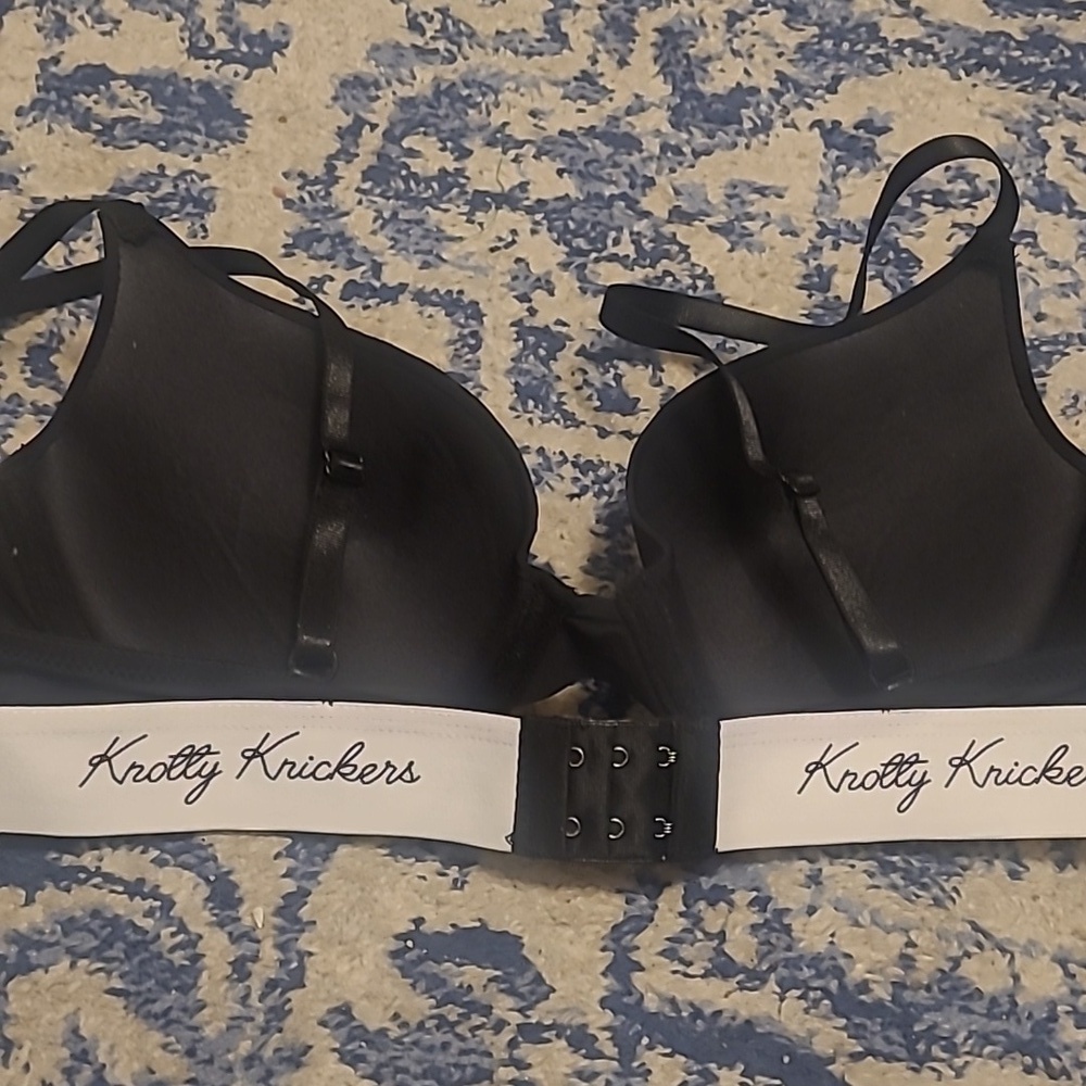 Knotty Knickers sz 36 D black white bra WL195 - Picture 3 of 5
